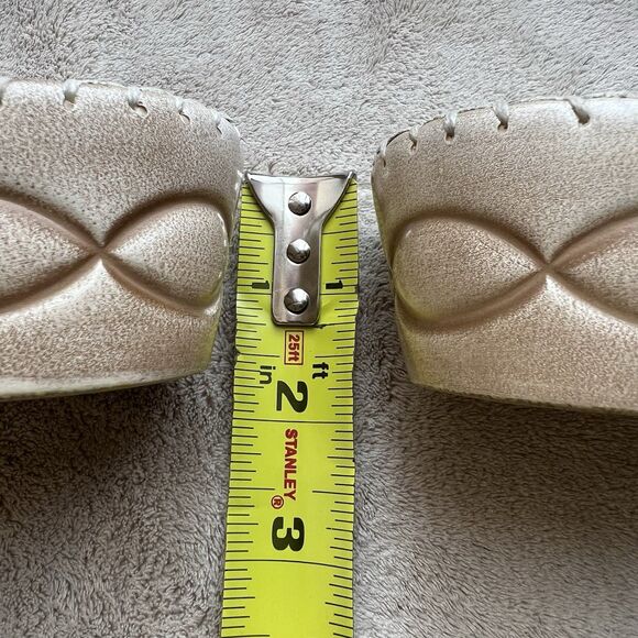 David Tate White w/ Crackle Bronze Leather Wedge Heel Slide Sandals Women 10 N - Picture 12 of 16